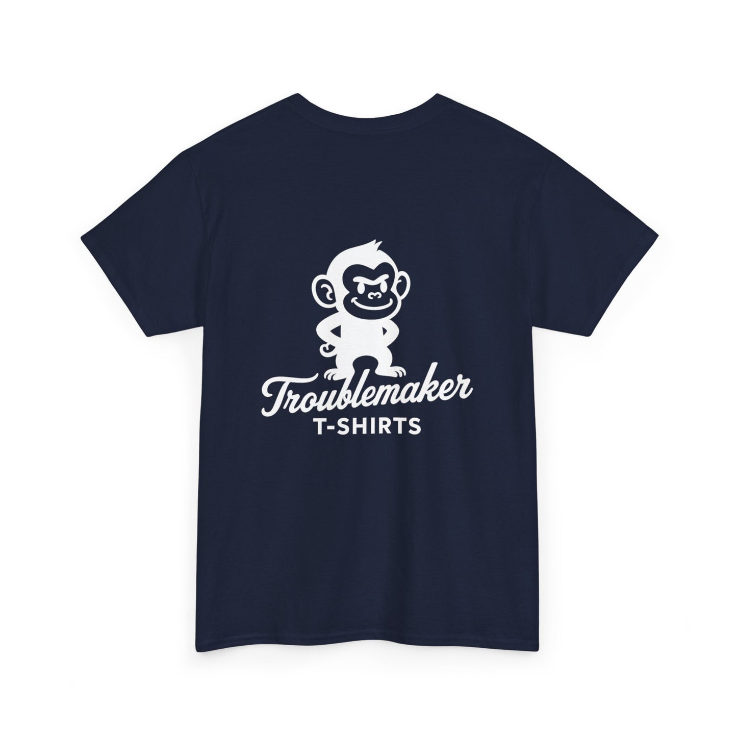 Troublemaker Signature Logo Tee – Unisex Heavy Cotton T-Shirt - Fun Graphic T-Shirt for Casual Wear