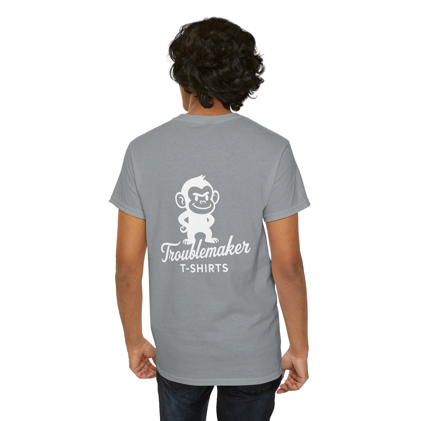 Troublemaker Signature Logo Tee – Unisex Heavy Cotton T-Shirt - Fun Graphic T-Shirt for Casual Wear